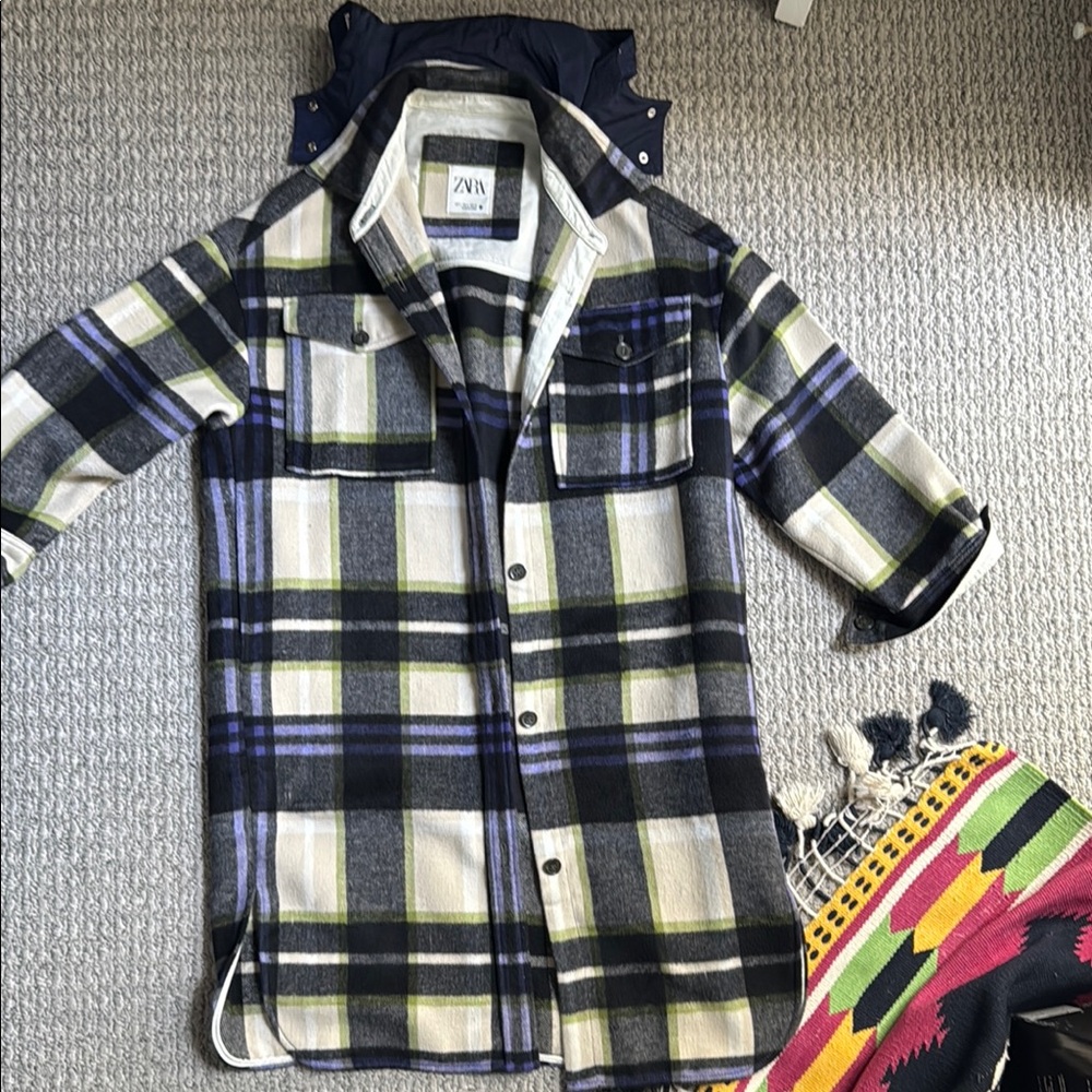 Zara Multicolor Plaid Hooded Jacket